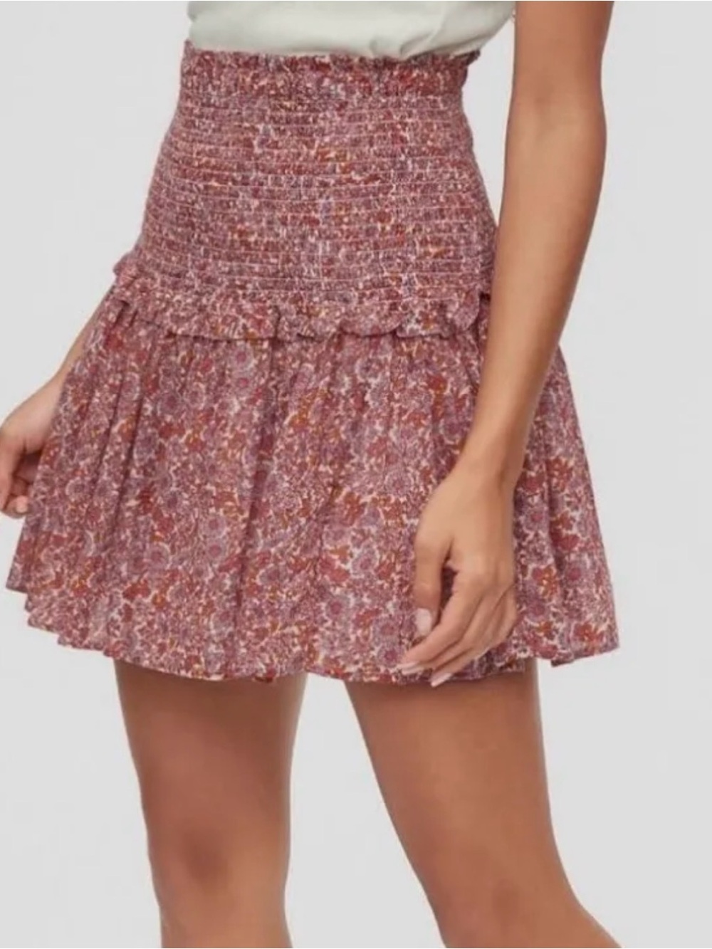 GAP Dusty Rose Floral Smocked Mini Skirt